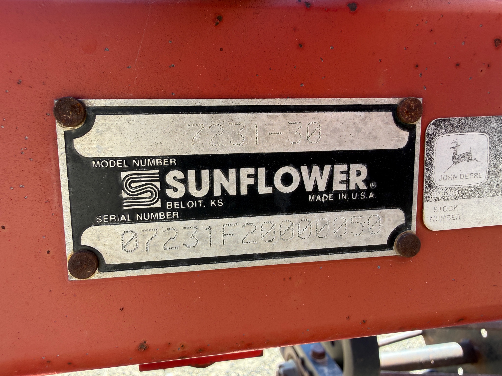 2001 Sunflower 7231 Vertical Tillage