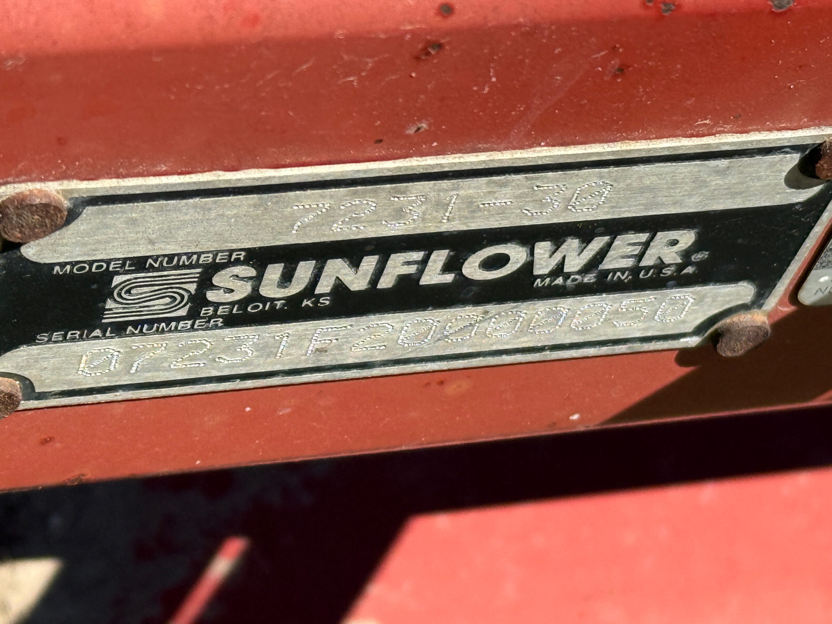 2001 Sunflower 7231 Vertical Tillage