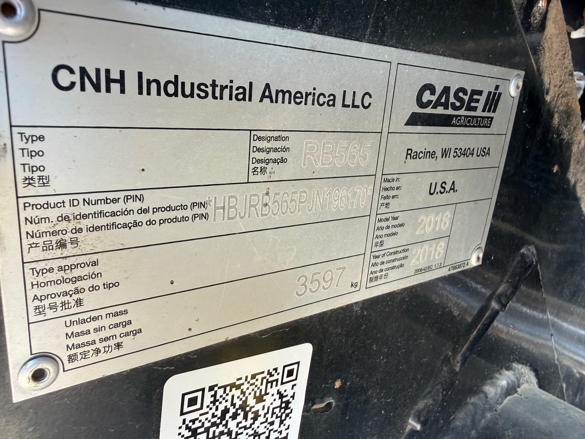 2018 Case IH RB565 Baler/Round