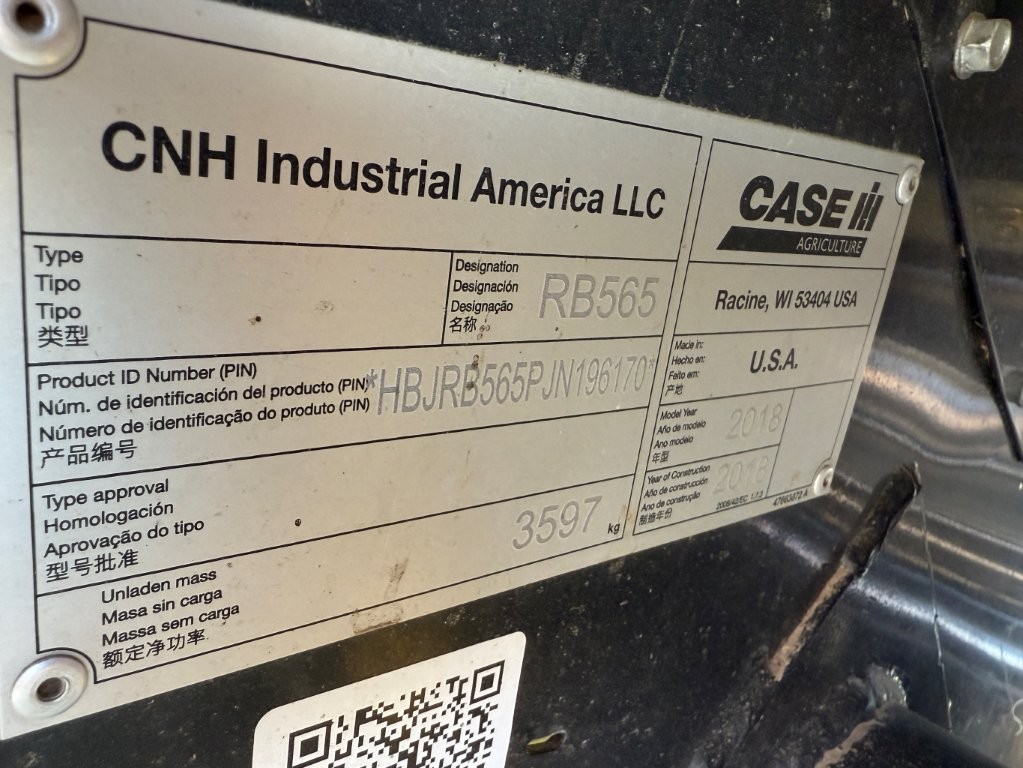 2018 Case IH RB565 Baler/Round