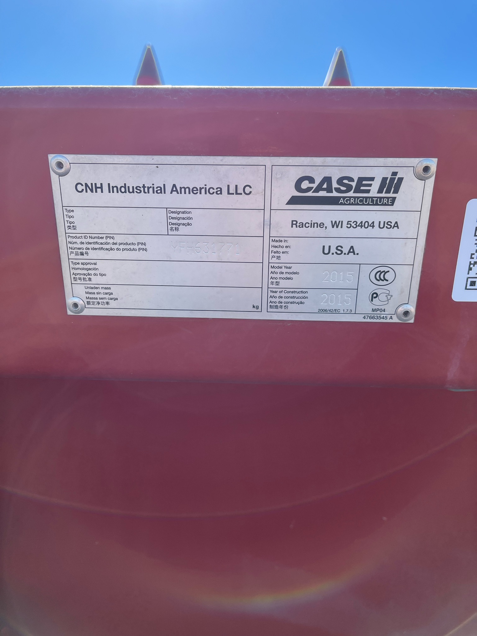 2015 Case IH 4416 Header Corn Head