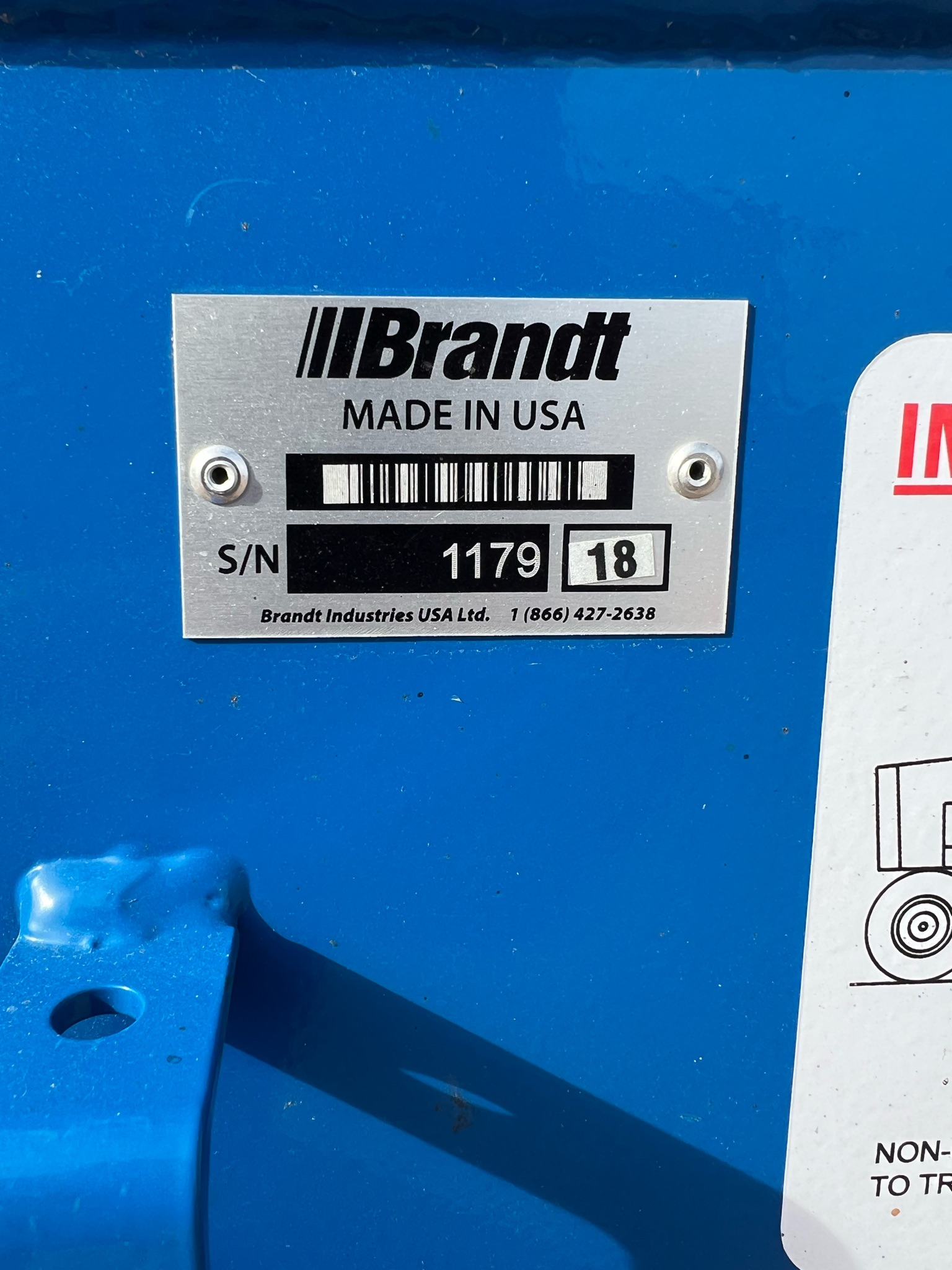 2018 Brandt 1080-HP Grain Auger