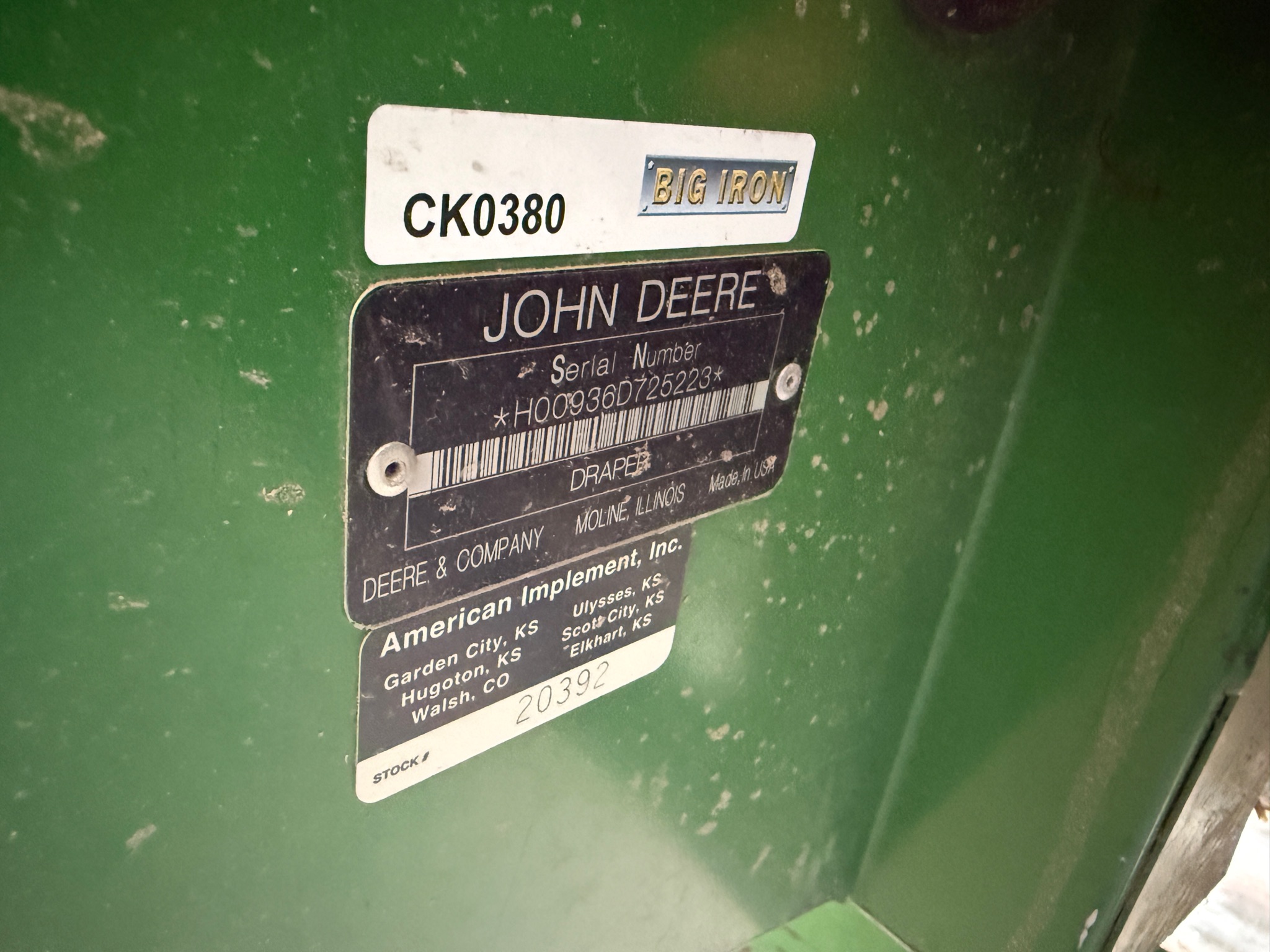 2008 John Deere 936D Header Draper