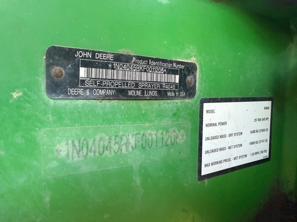 2016 John Deere R4045 Sprayer/High Clearance