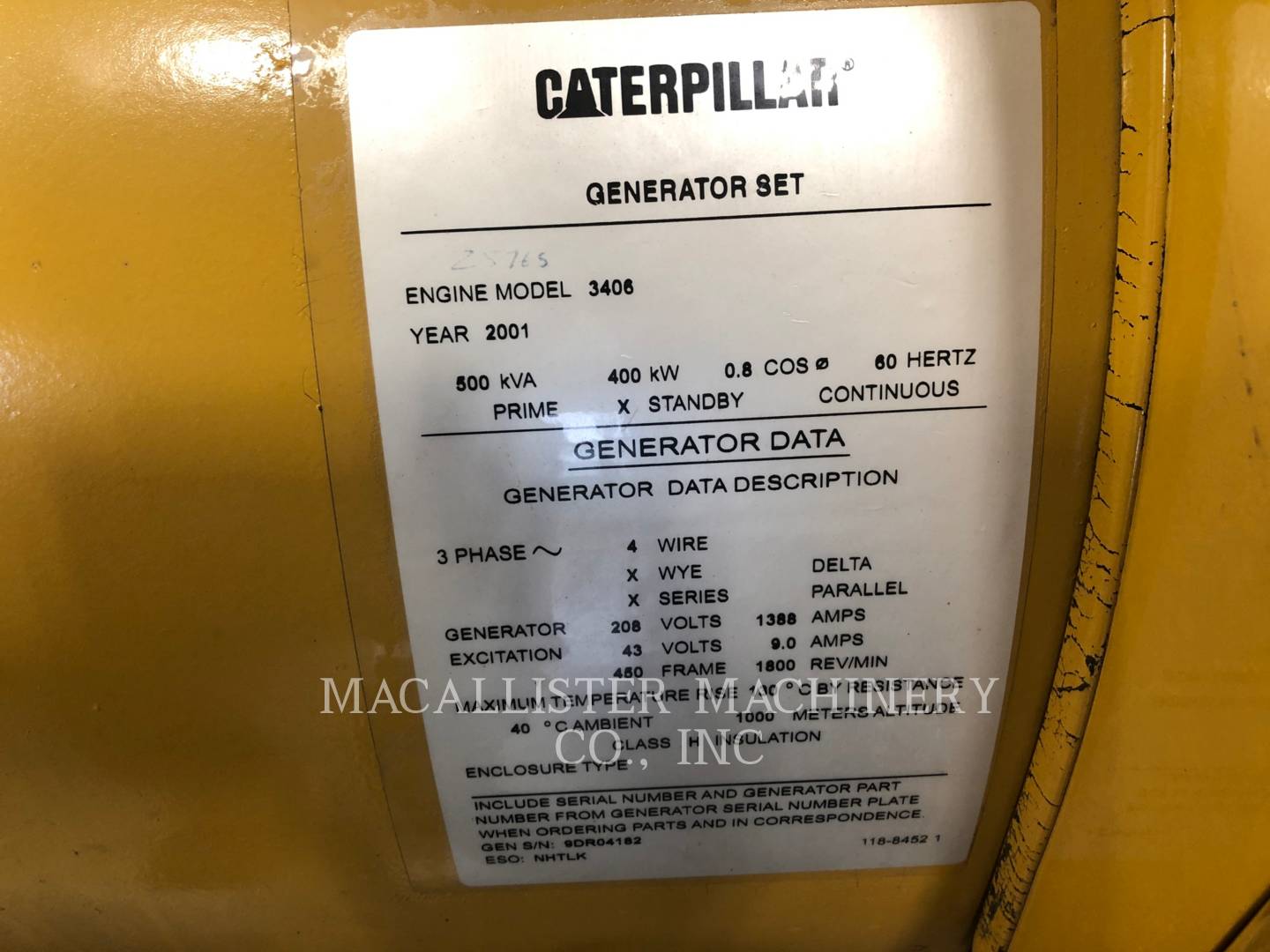 2001 Caterpillar SR4B Generator