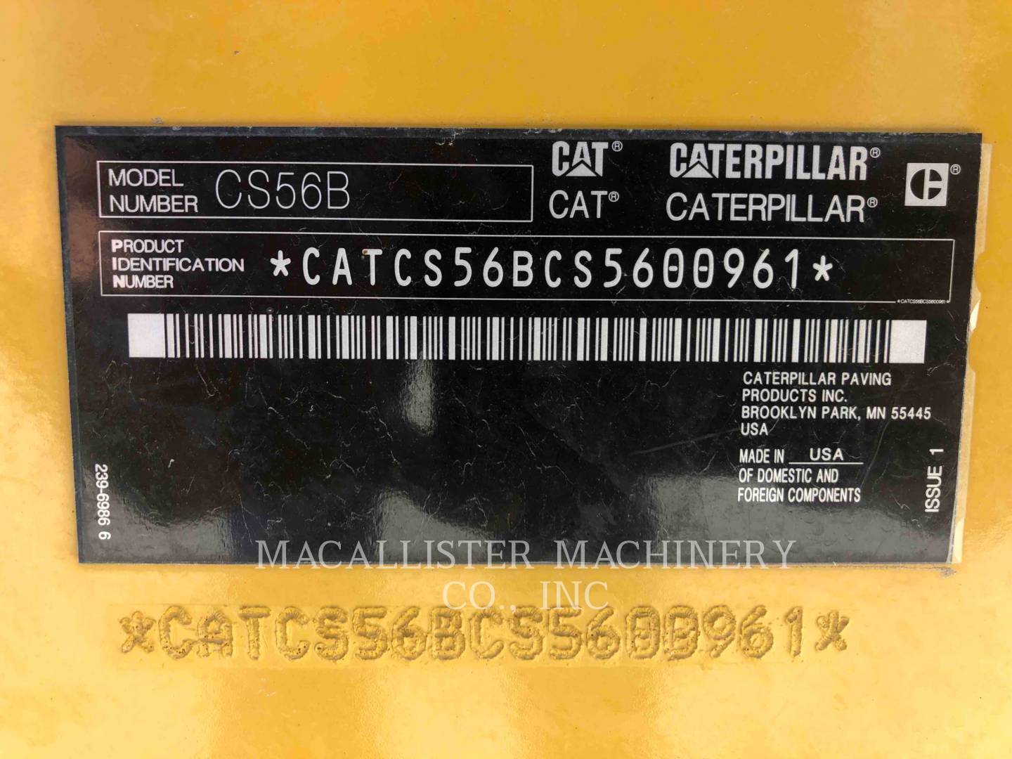 2019 Caterpillar CS56B Vibratory Single