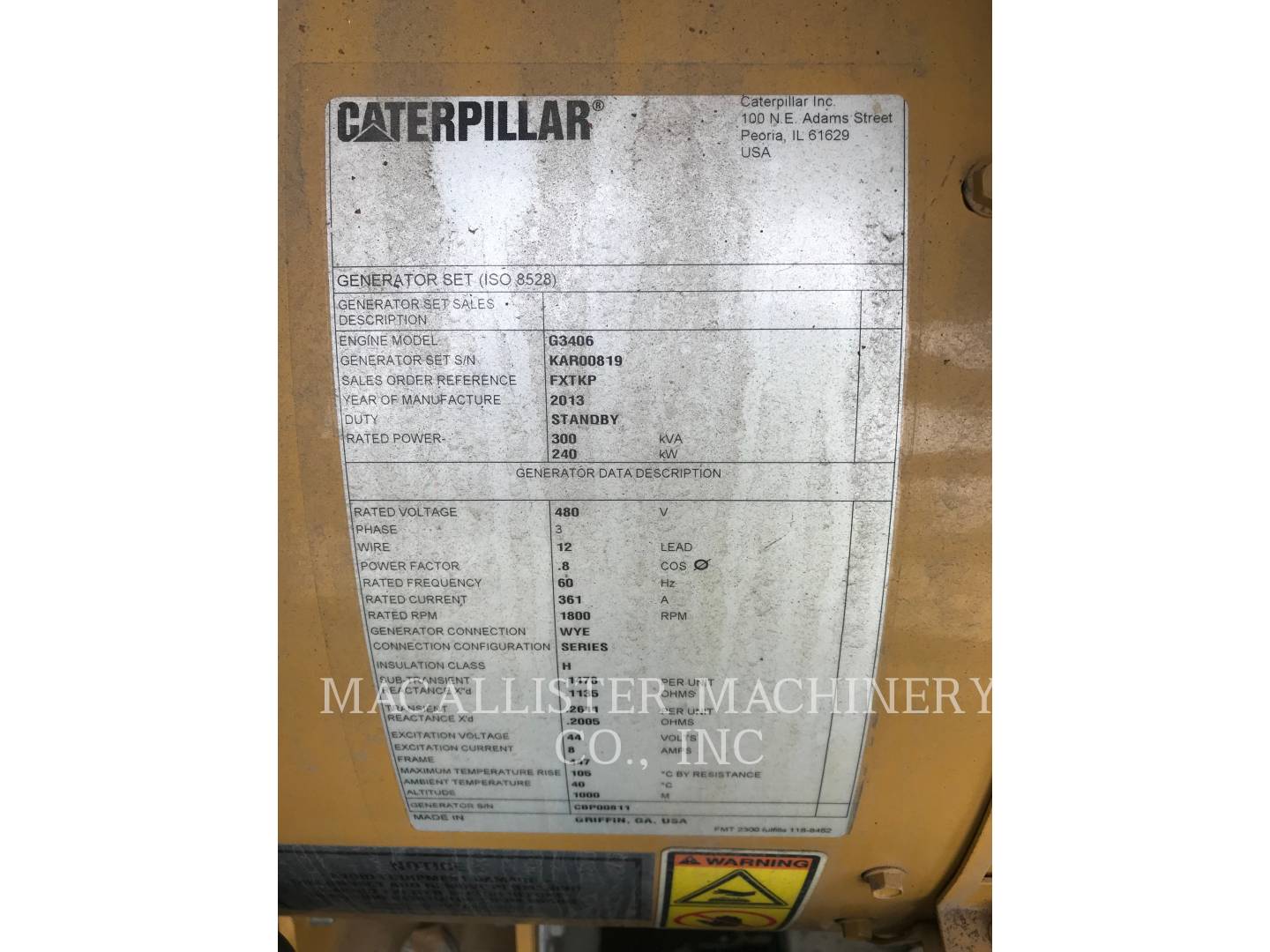 2014 Caterpillar XQG240 Generator