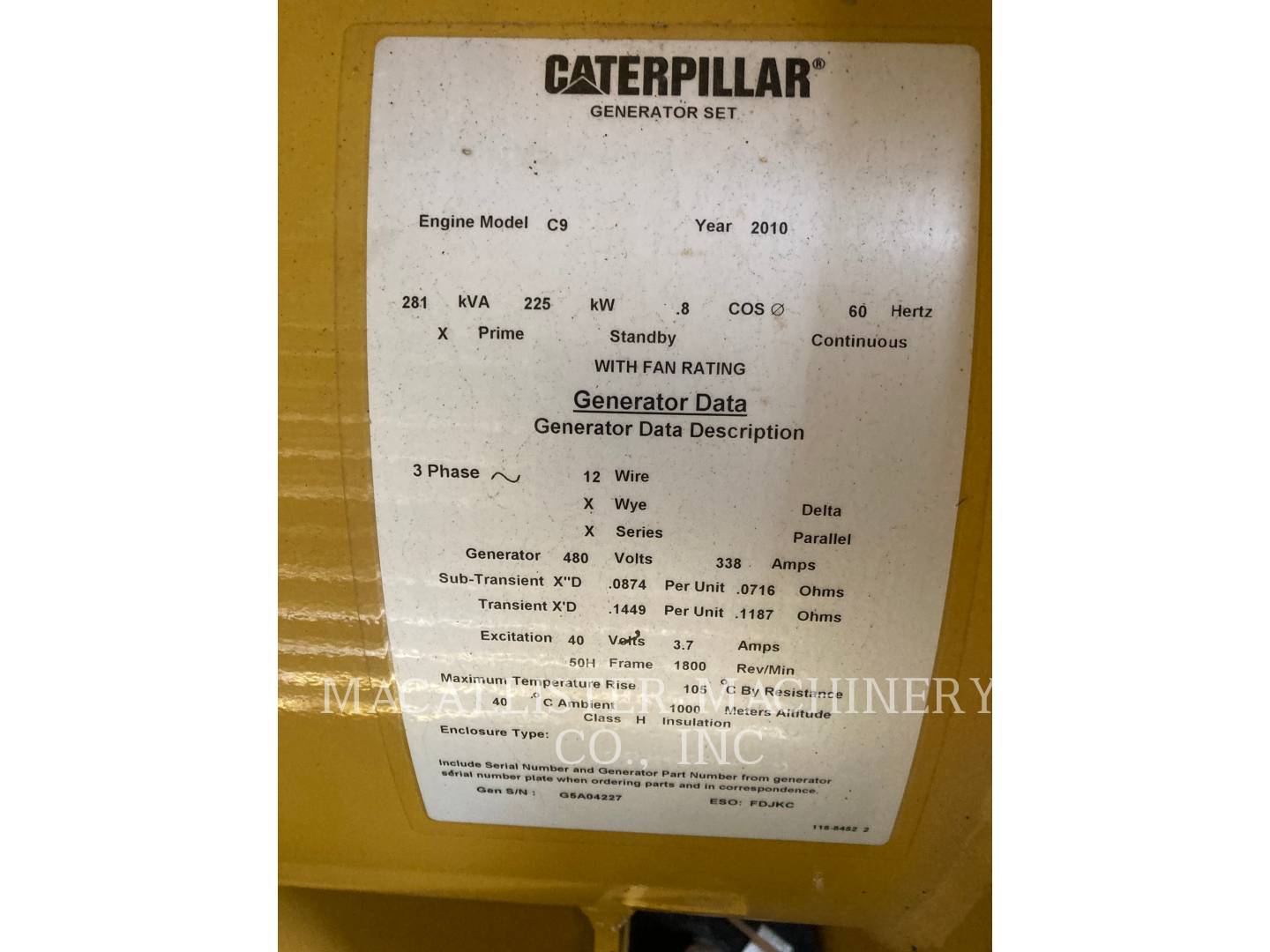 2010 Caterpillar C9 Generator