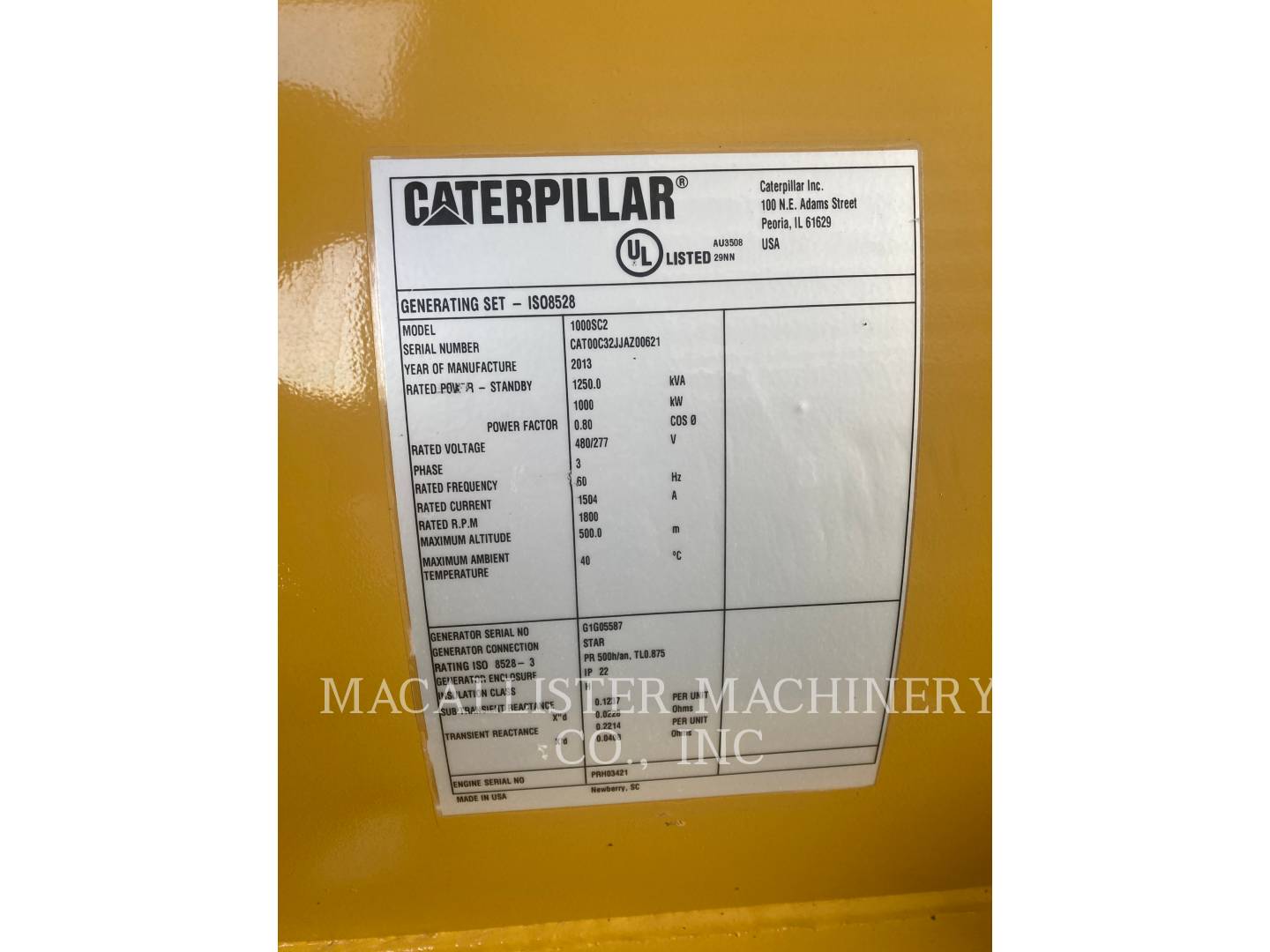 2013 Caterpillar C 32 Generator