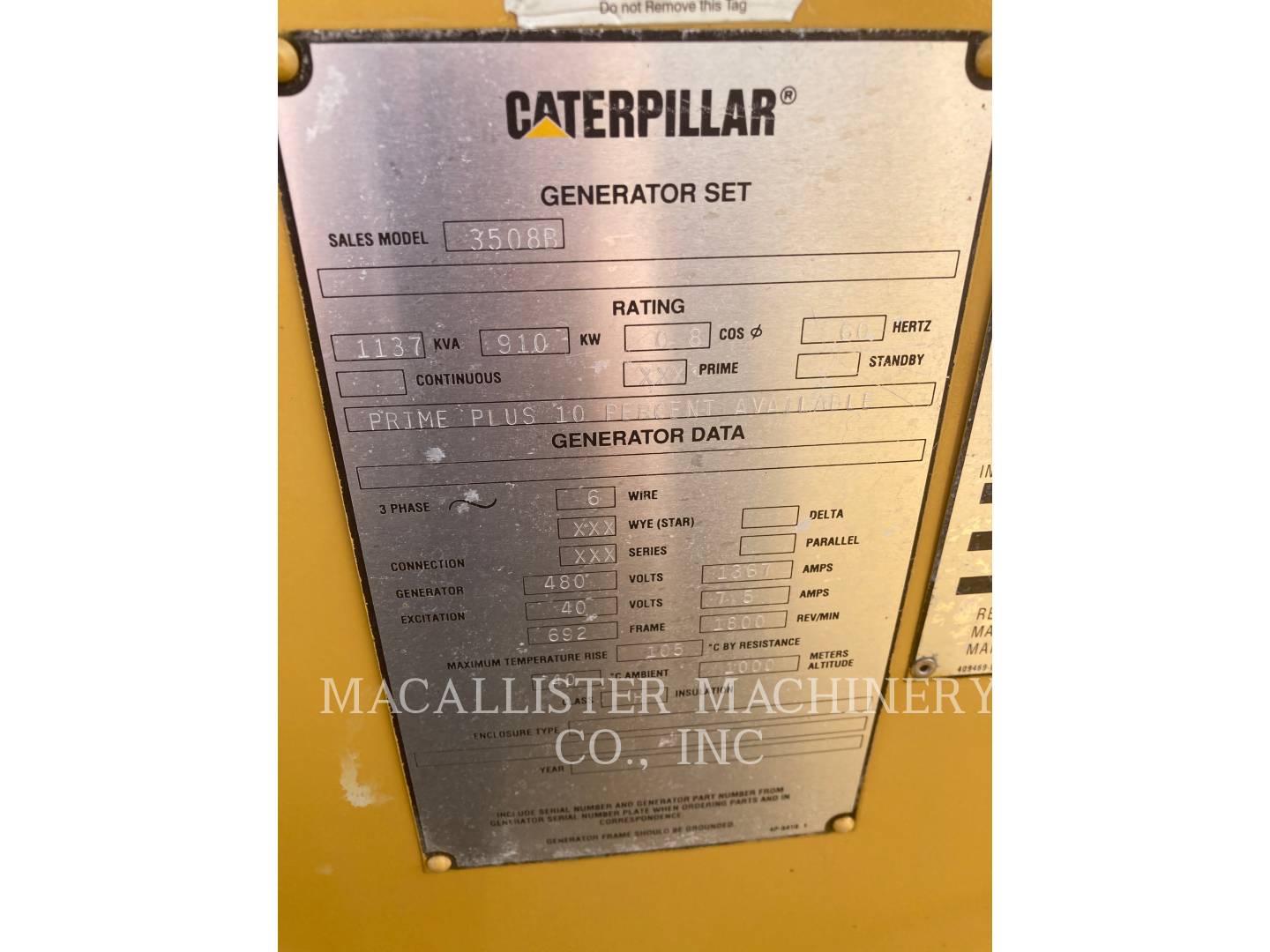 1996 Caterpillar 3508B Generator