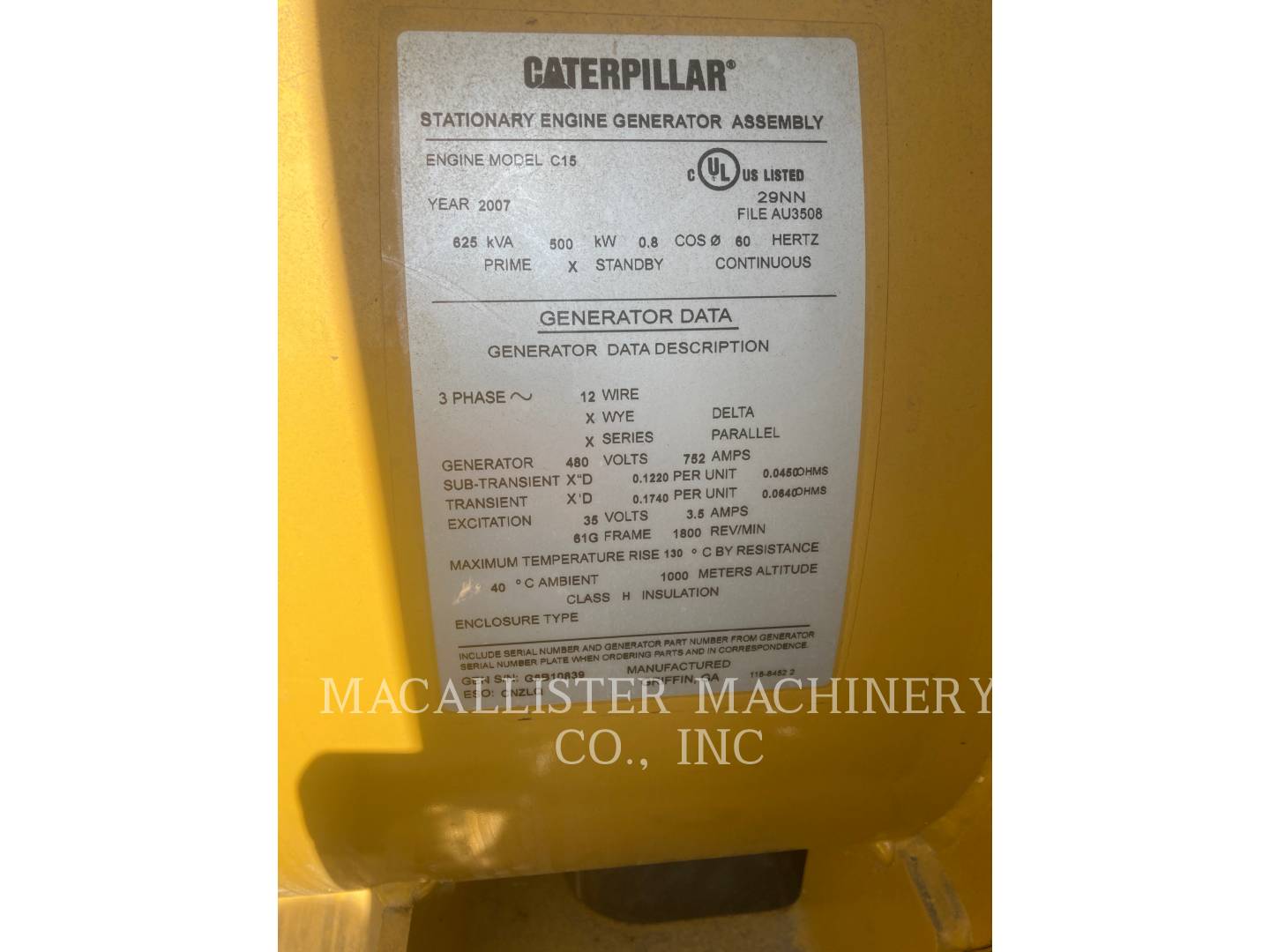 2007 Caterpillar C 15 Generator