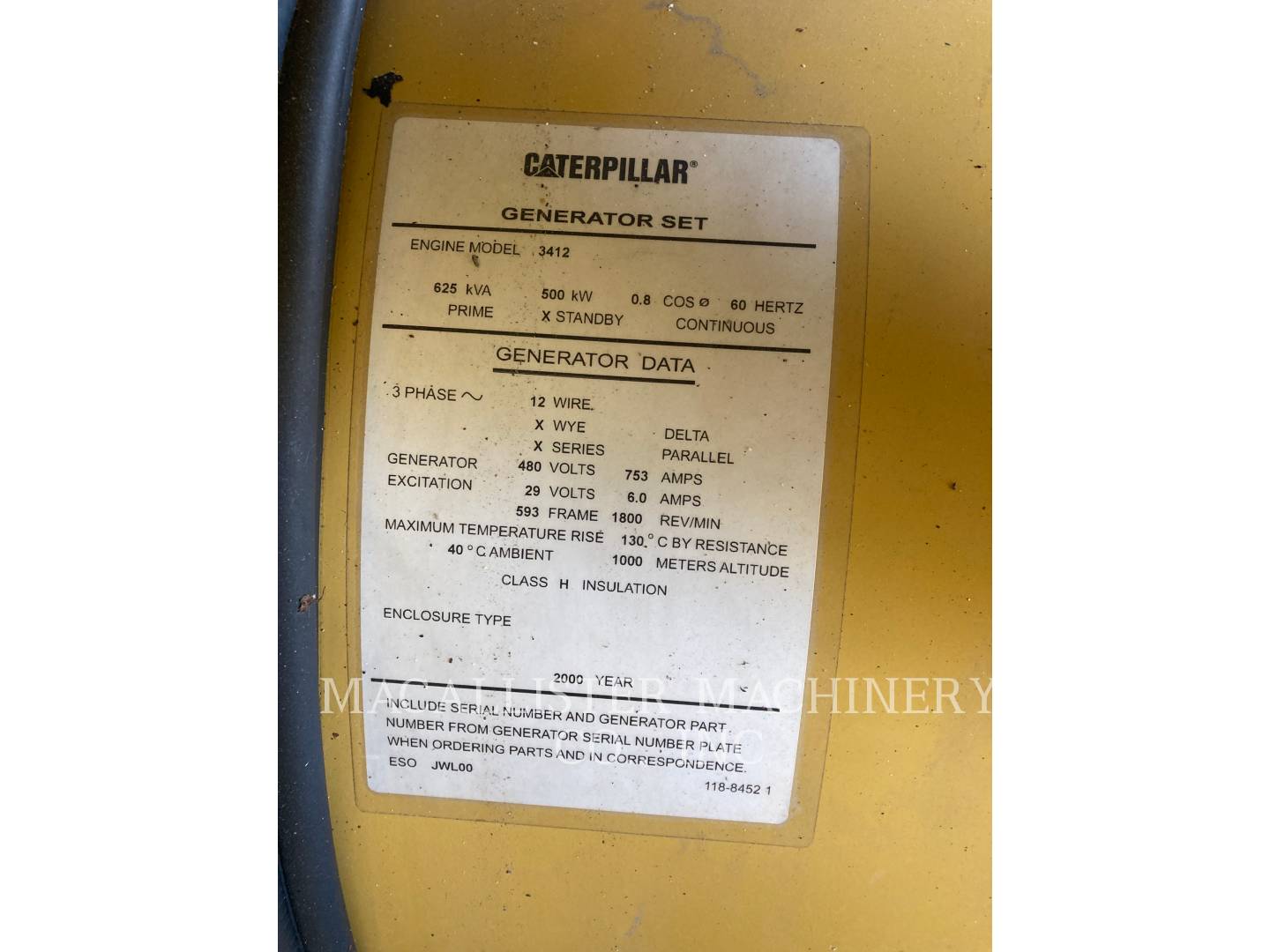 2000 Caterpillar 3412 Generator