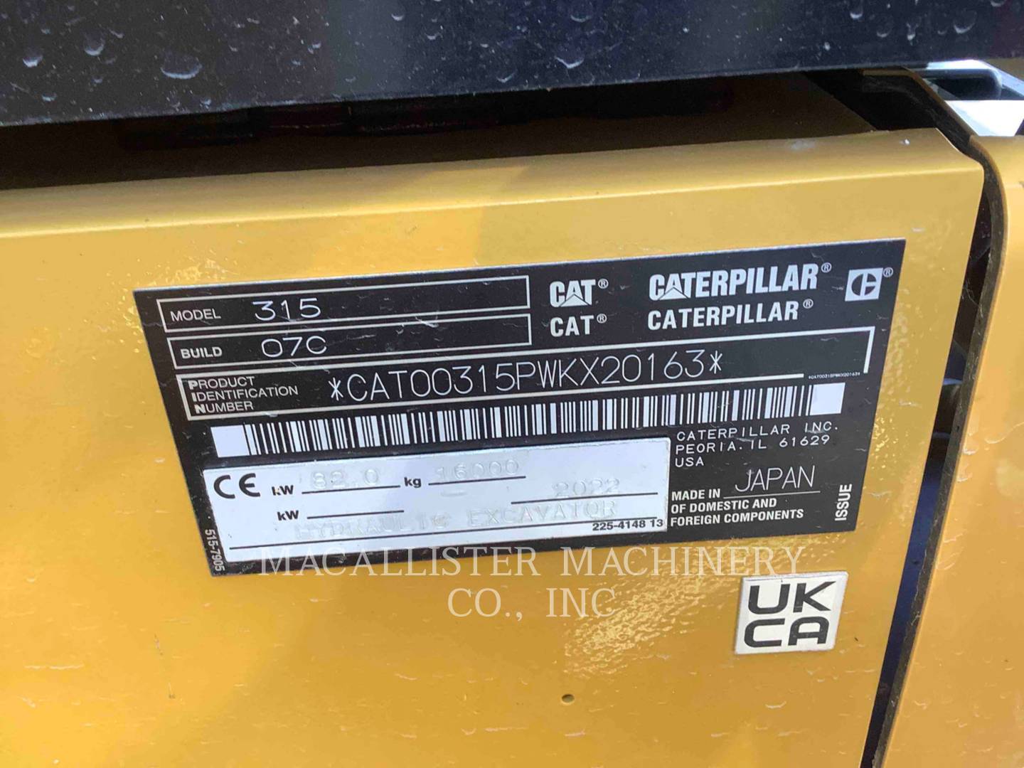 2022 Caterpillar 31507 Excavator