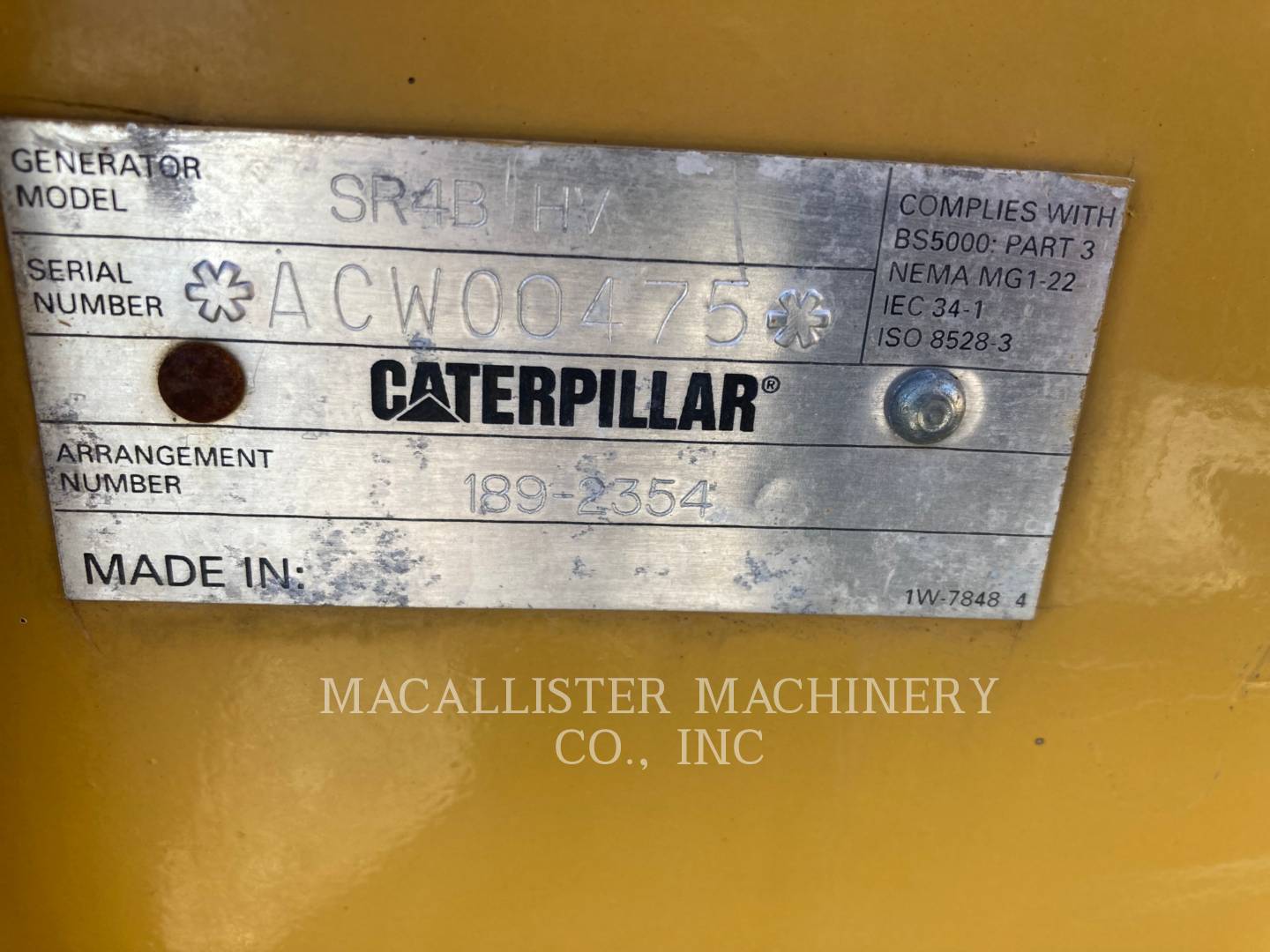 2001 Caterpillar SR4HV Generator