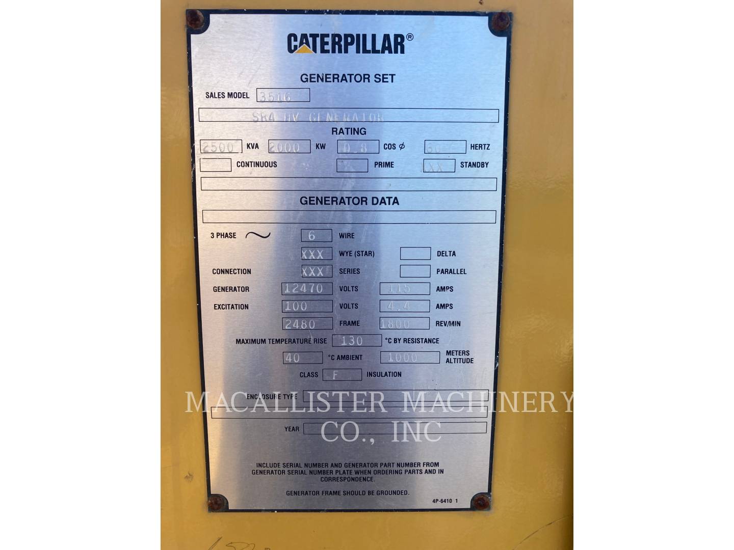 2001 Caterpillar SR4HV Generator