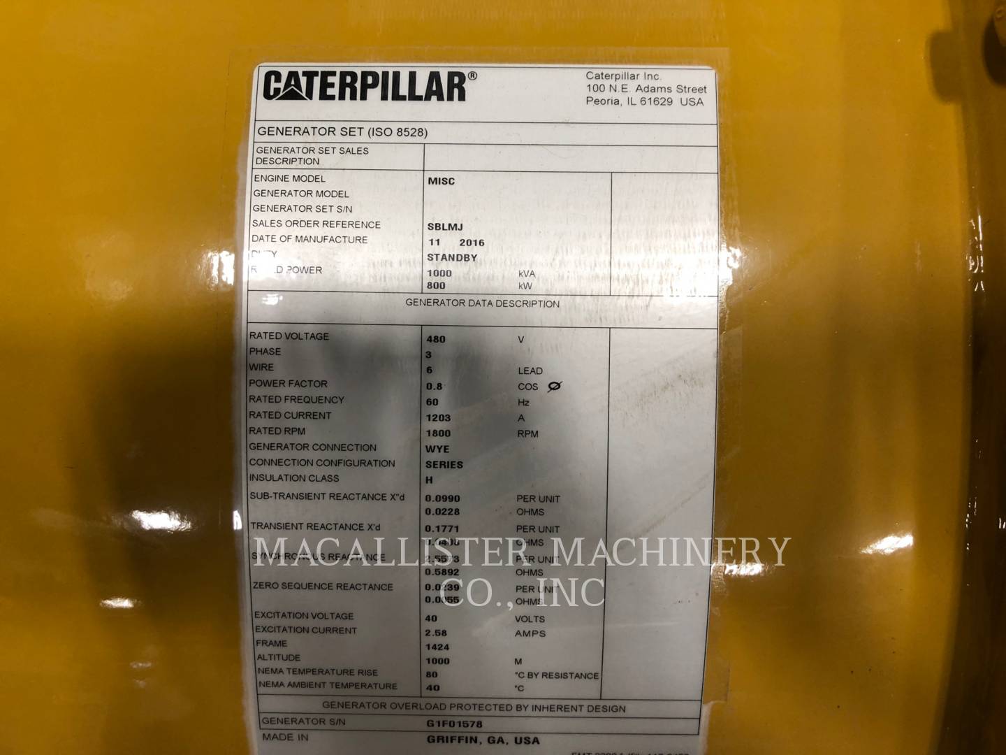 2016 Caterpillar SR4B Generator