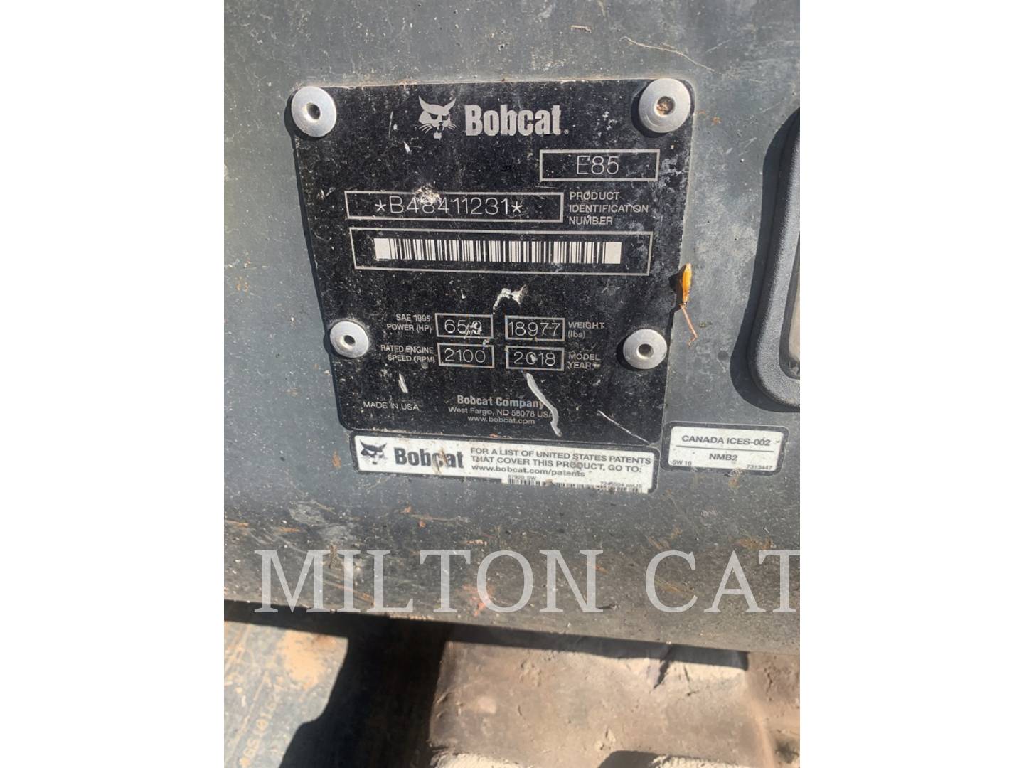 2018 Bobcat E85 Excavator