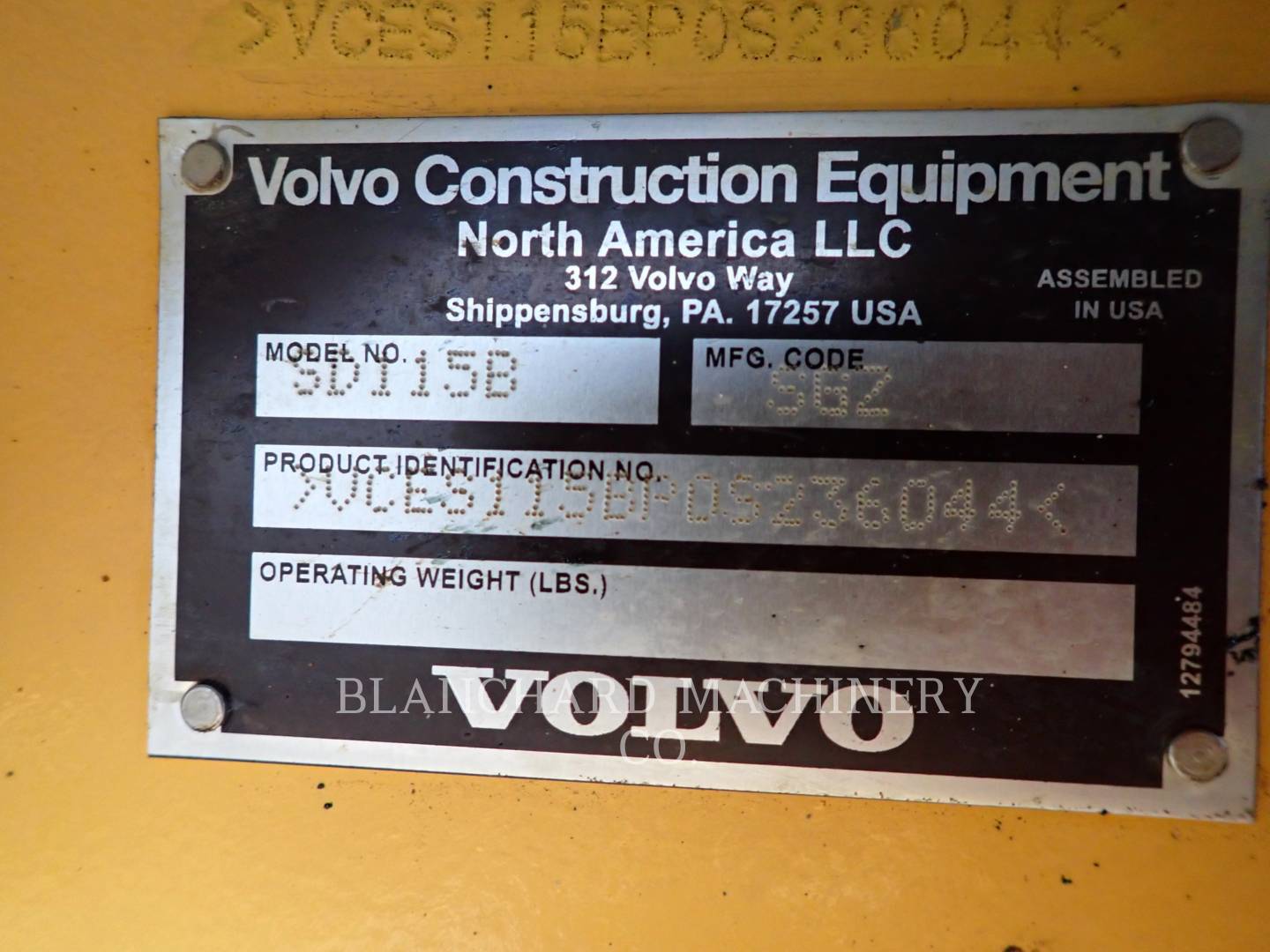 2015 Volvo SD1151B Vibratory Single