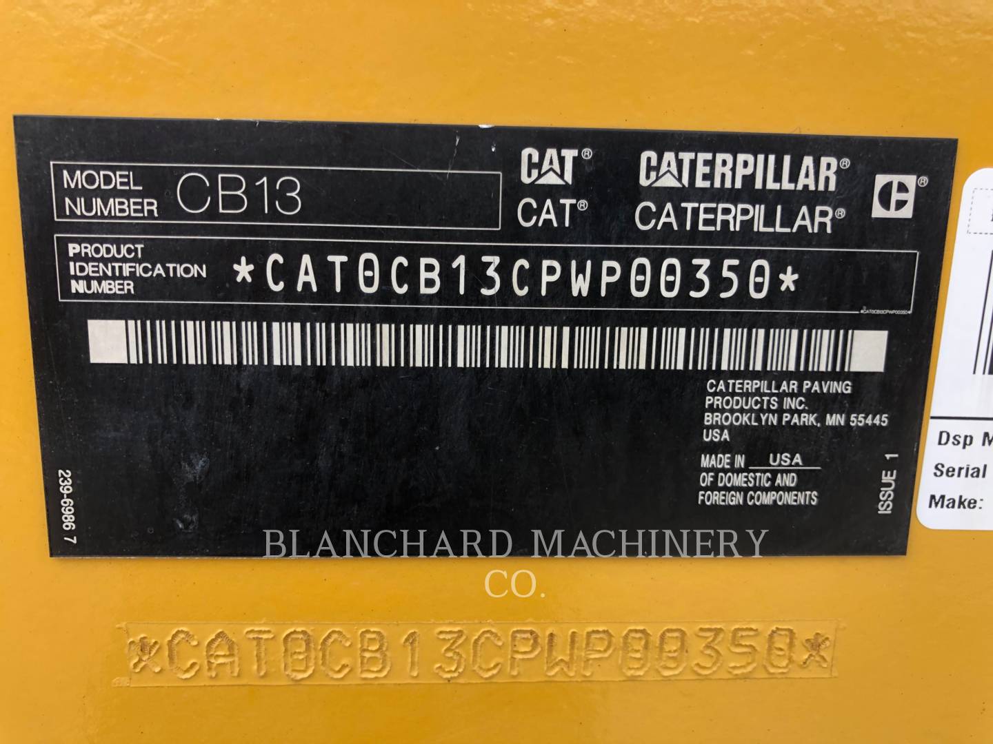 2019 Caterpillar CB13 Vibratory Double