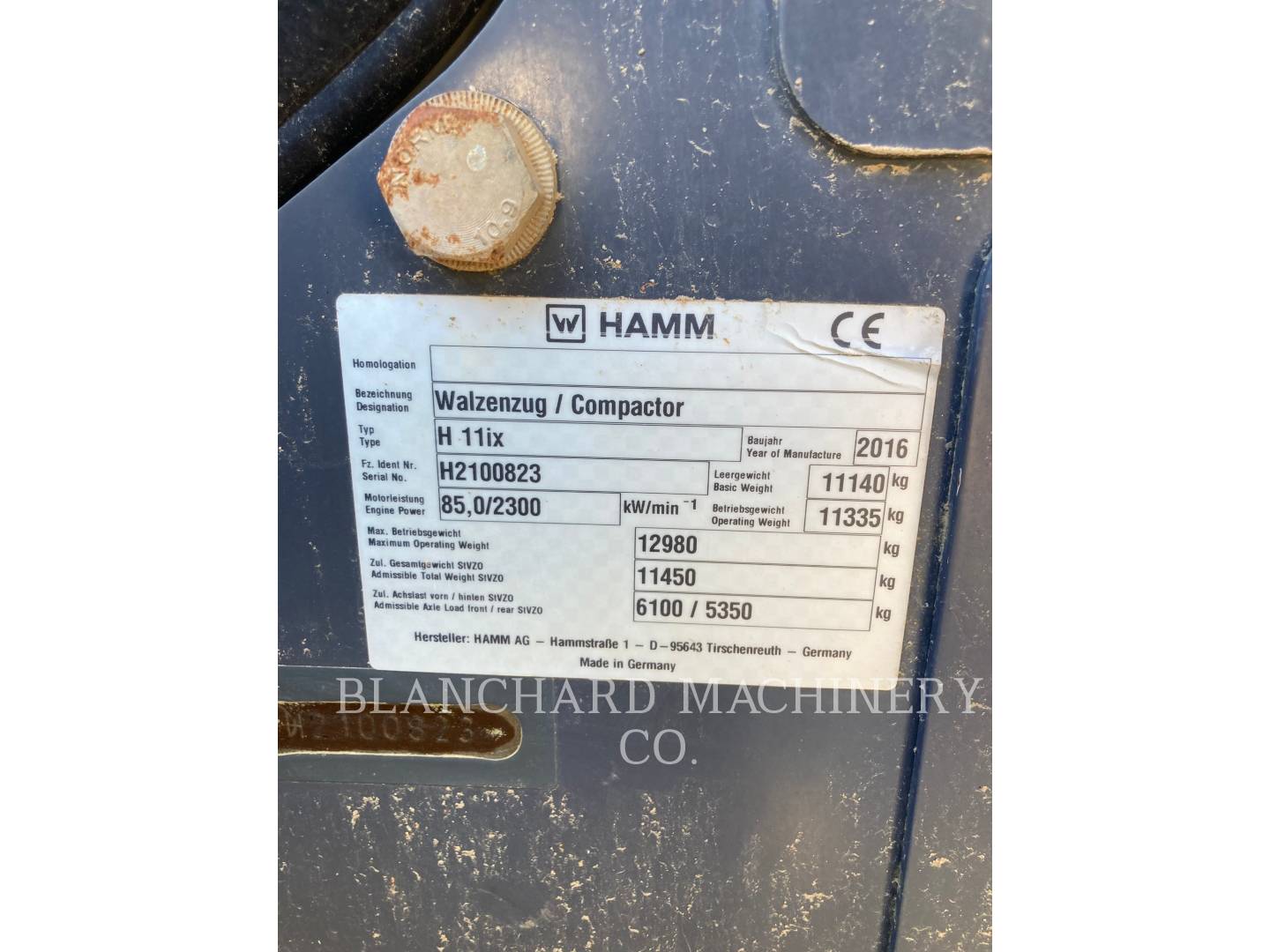 2016 Hamm H 11 IX Vibratory Single