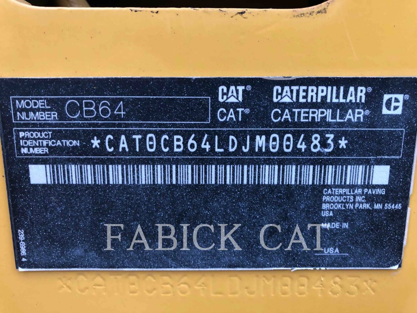 2013 Caterpillar CB64 Vibratory Double