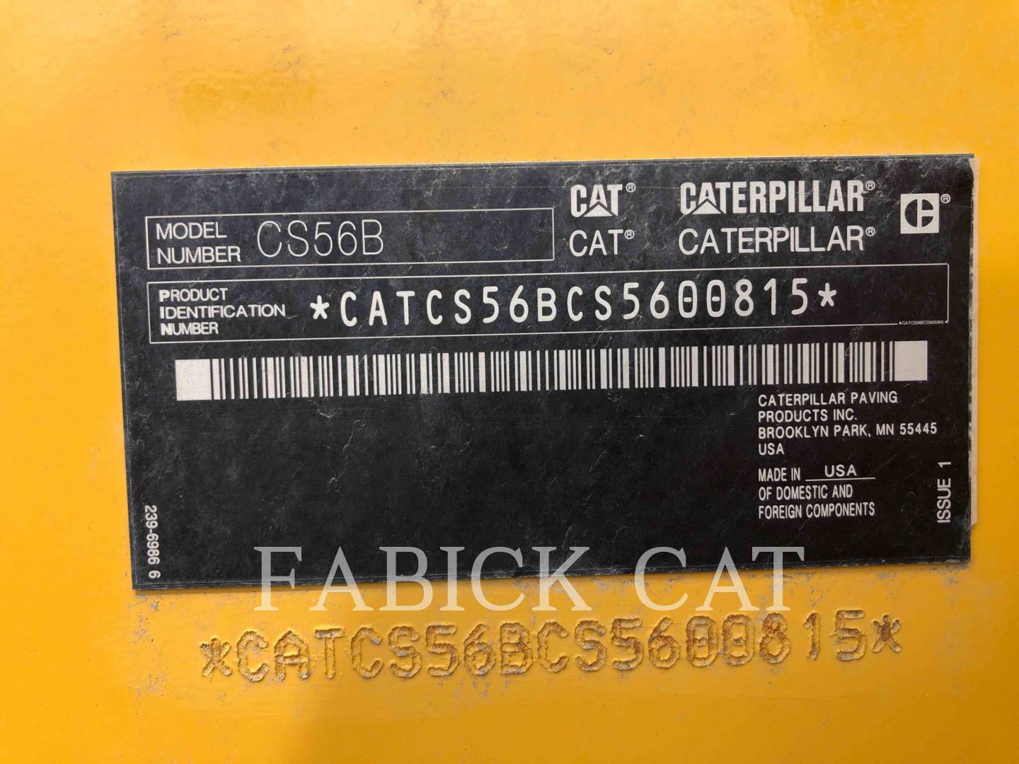 2018 Caterpillar CS56B Vibratory Single