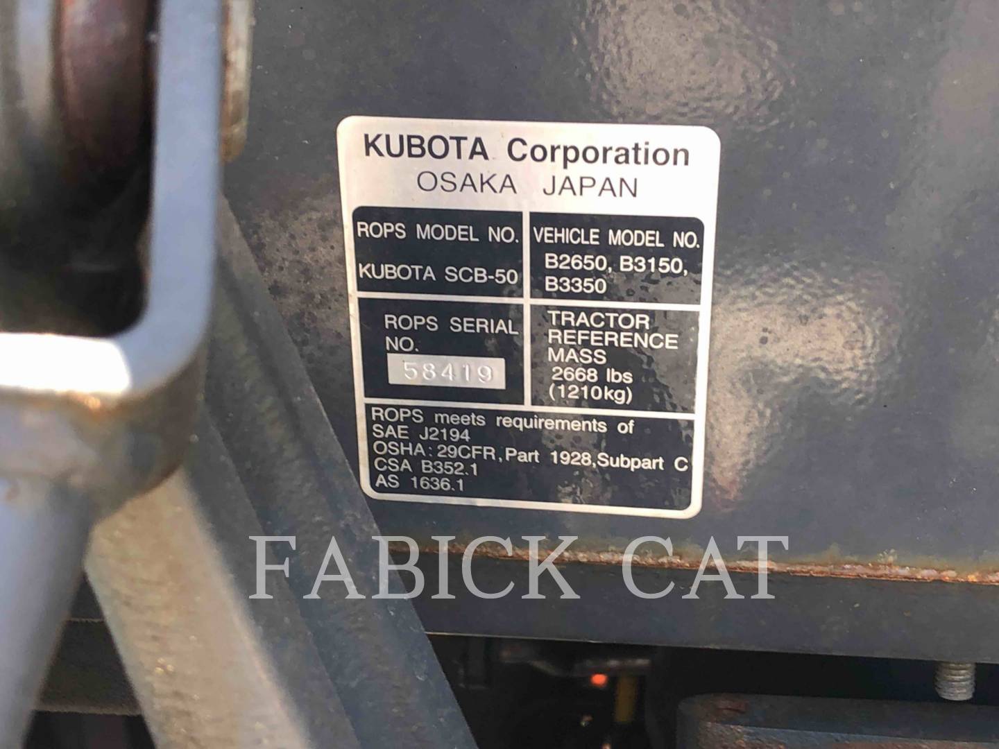 2018 Kubota B2650 Tractor