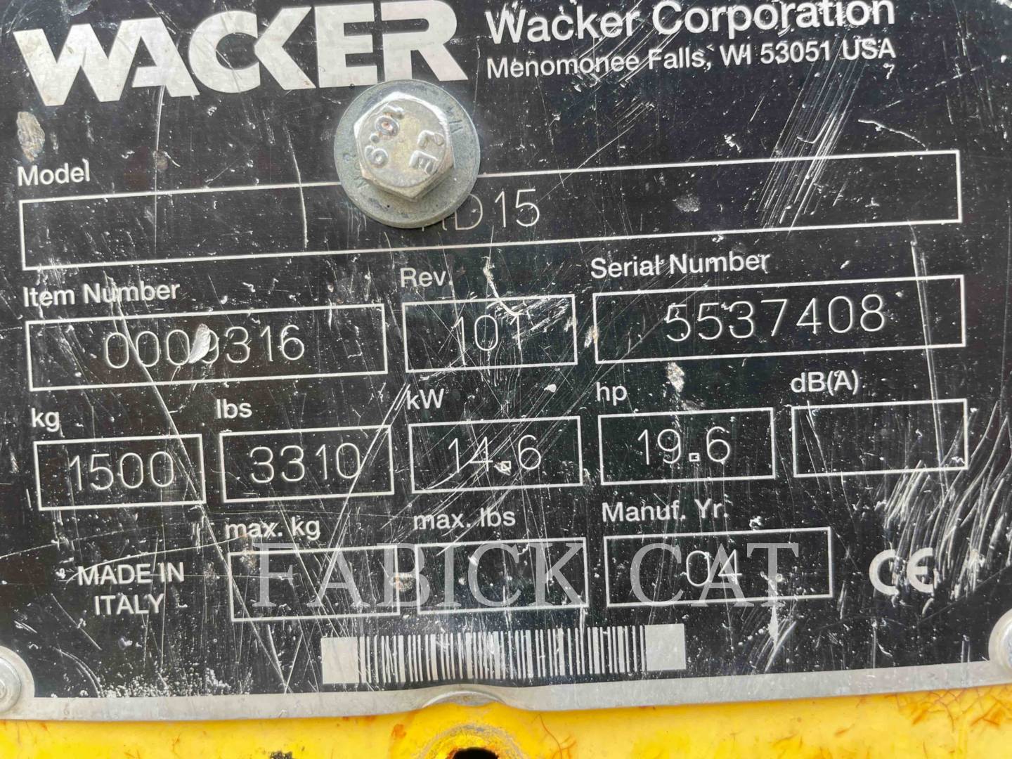 2004 Wacker Neuson RD15 Vibratory Double