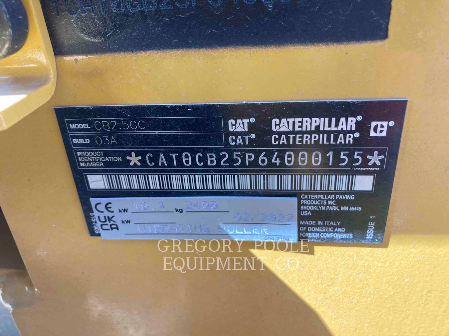 2022 Caterpillar CB2.503GC Vibratory Double