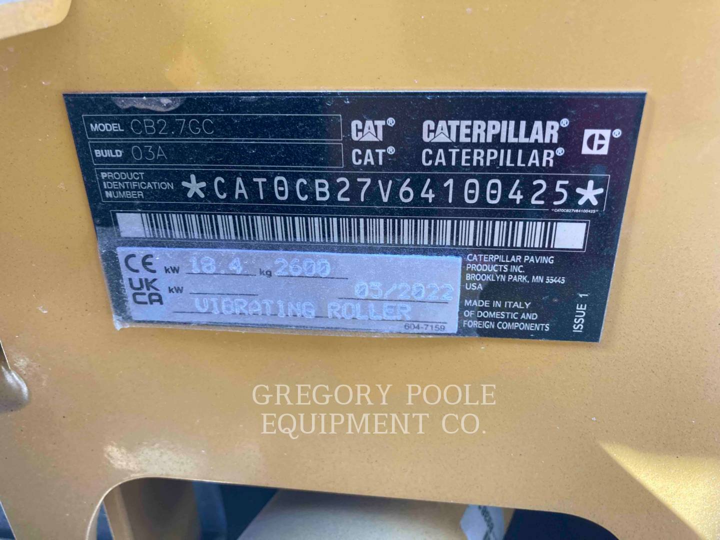 2022 Caterpillar CB2.703GC Vibratory Double