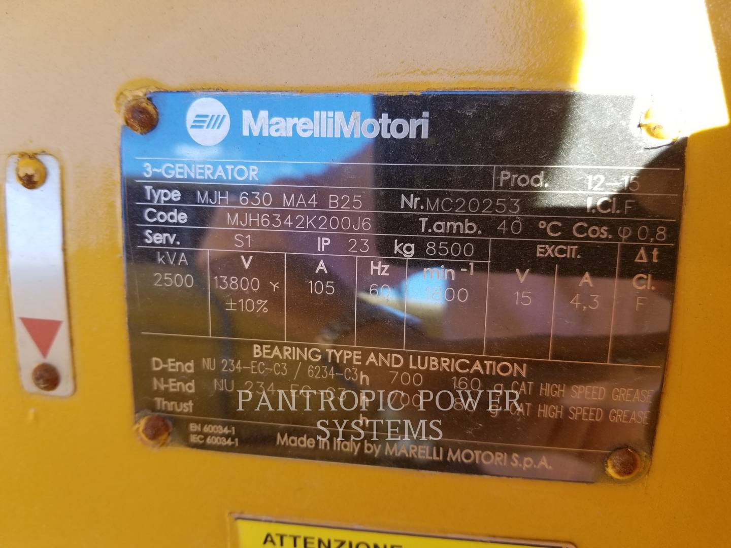 2010 Caterpillar MARELLI MOTORI MJH630MA 2500KVA 13800 Misc