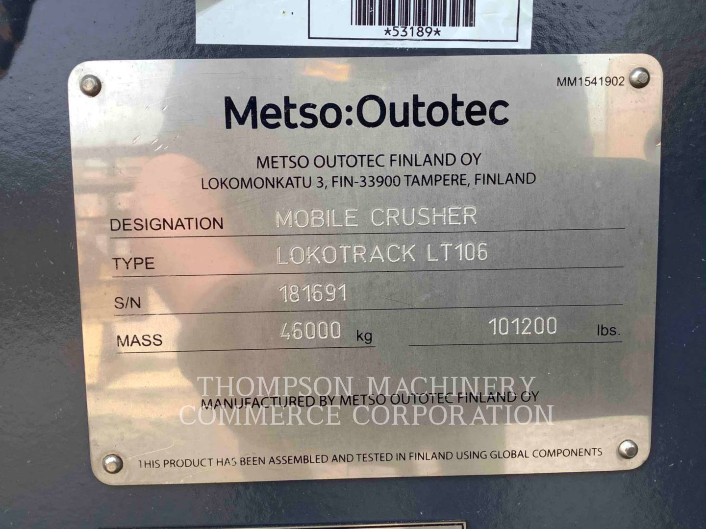 2022 Metso LT106 Crusher