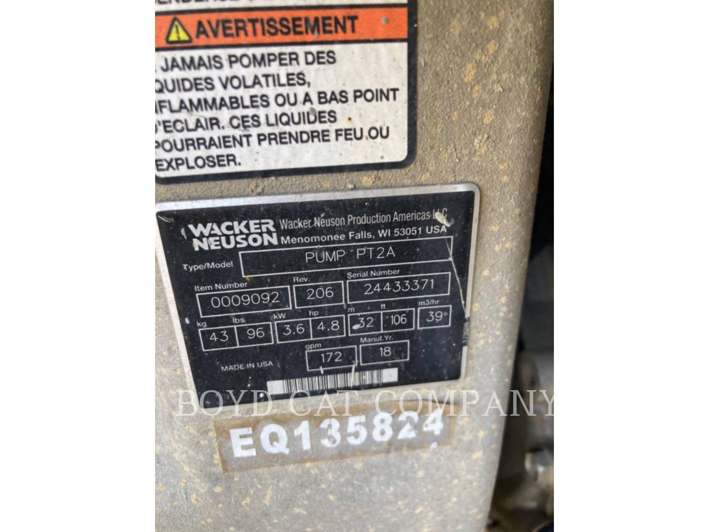 2018 Wacker Neuson PT2A WAC Pumps