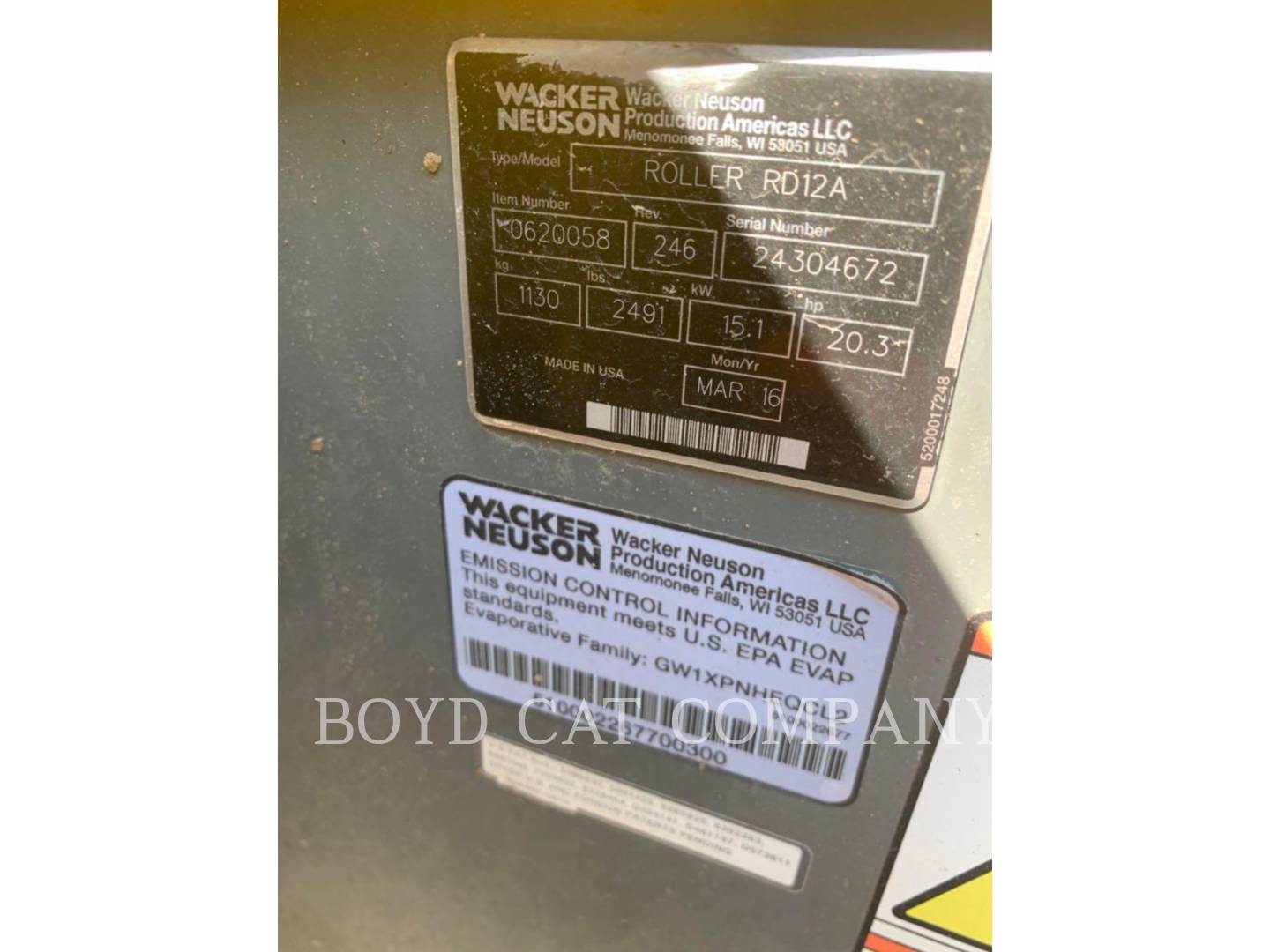 2016 Wacker Neuson RD12A WAC Vibratory Double