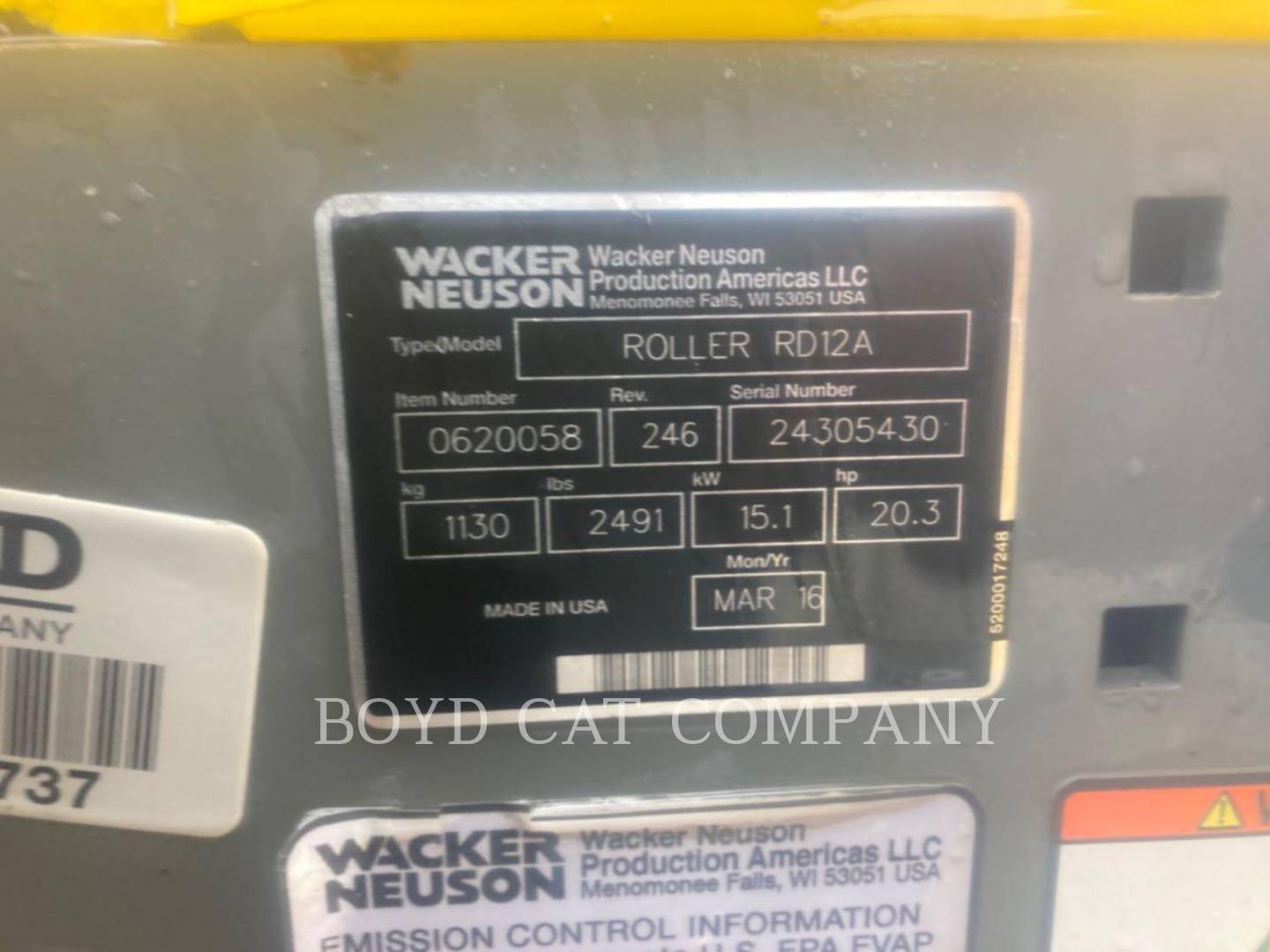 2016 Wacker Neuson RD12A WAC Vibratory Double