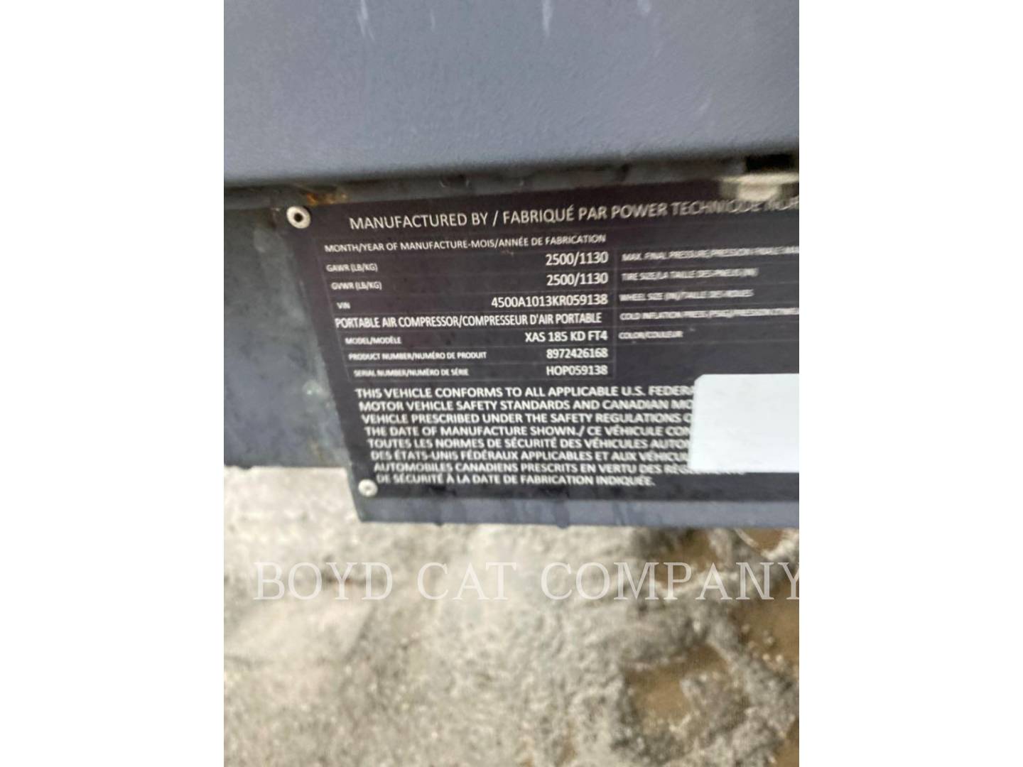 2019 Atlas 185CFM A58 Air Compressor