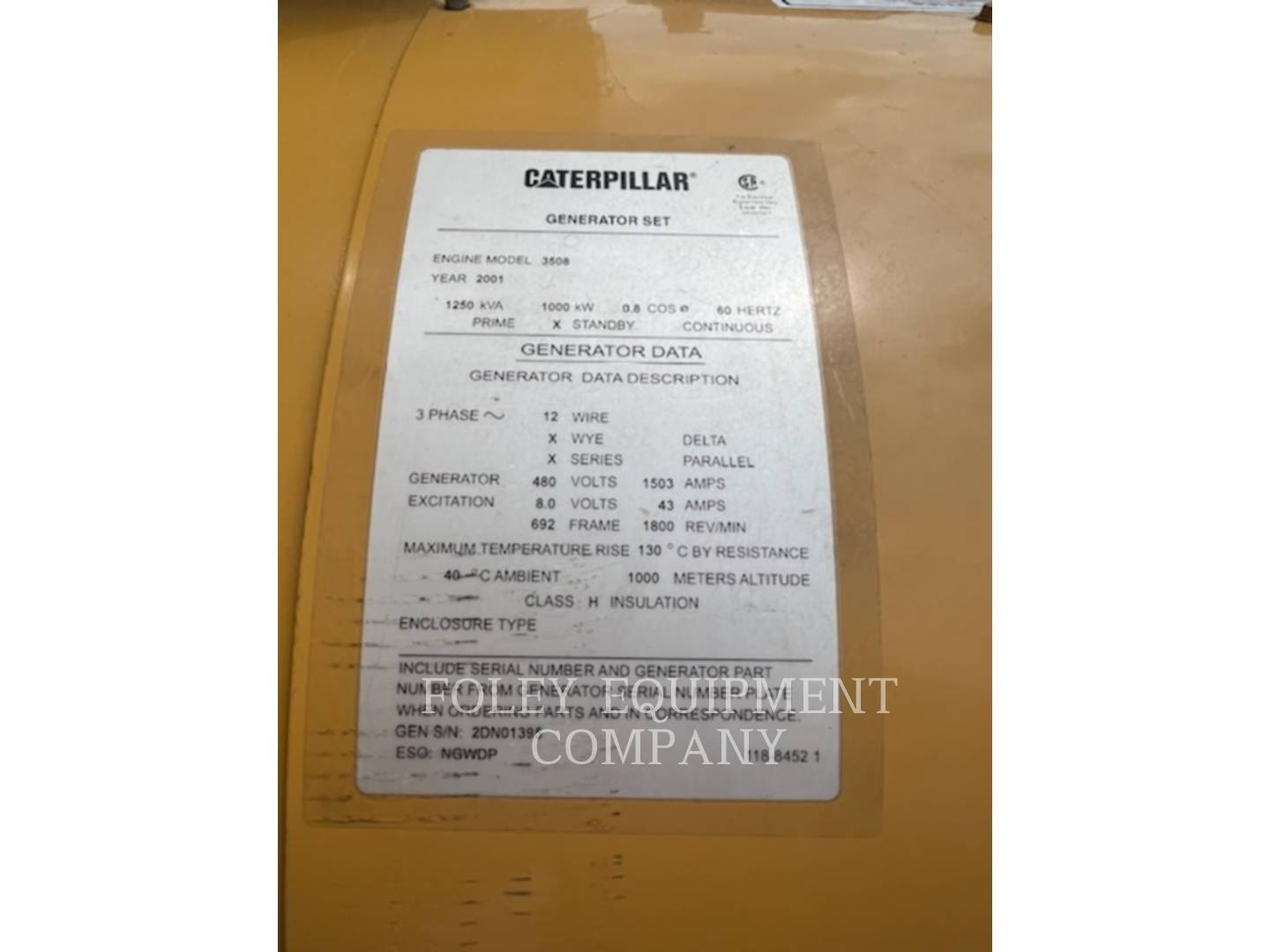 2001 Caterpillar 3508BEP Generator