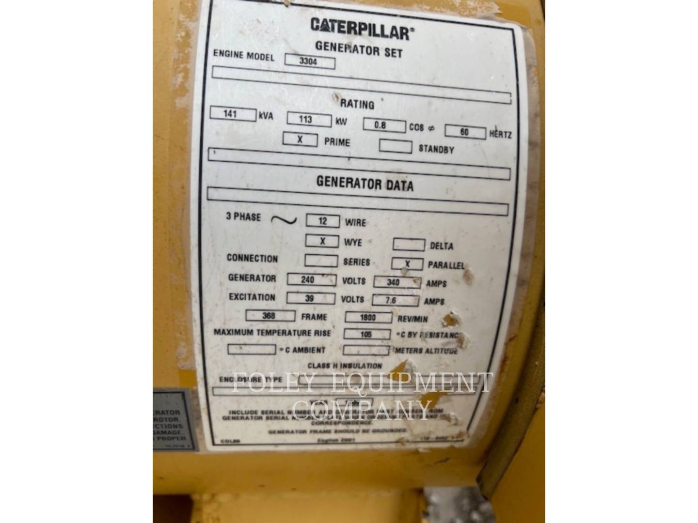 1999 Caterpillar 3304B Generator