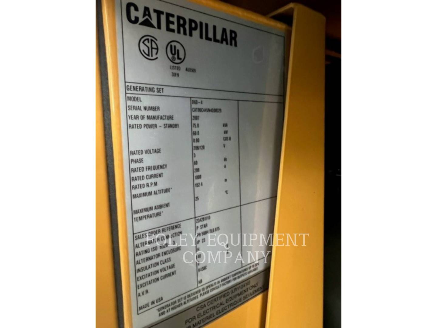 2007 Caterpillar D60EP Generator