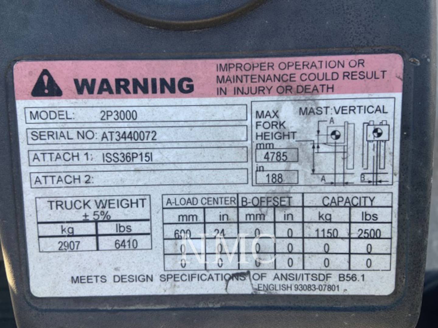 2010 Caterpillar 2P3000_MC Forklift