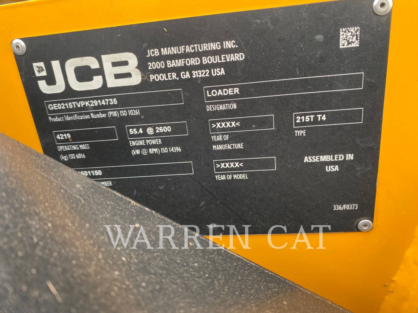 2019 JCB 215 Tractor Loader Backhoe