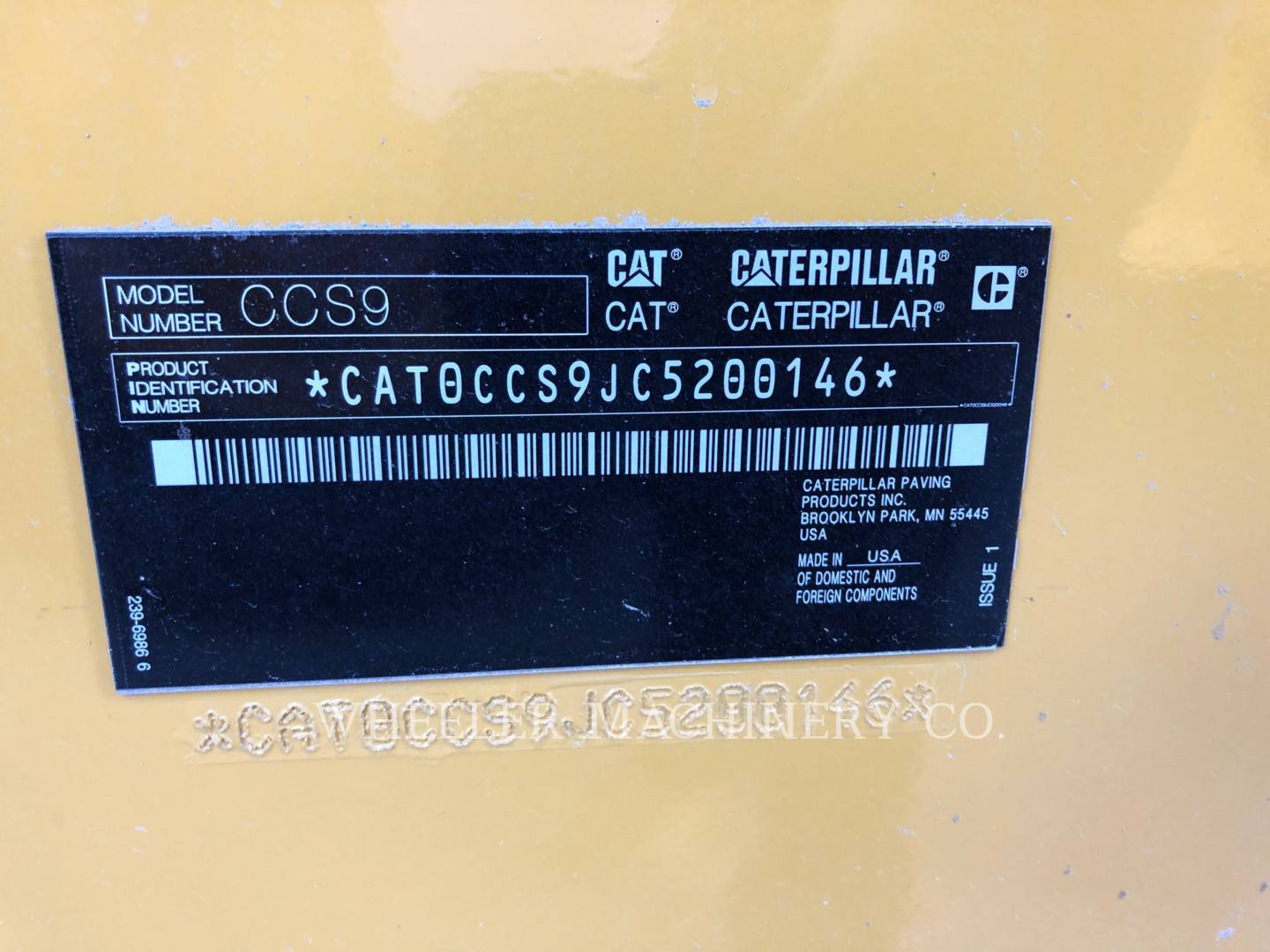 2019 Caterpillar CCS9 Vibratory Single