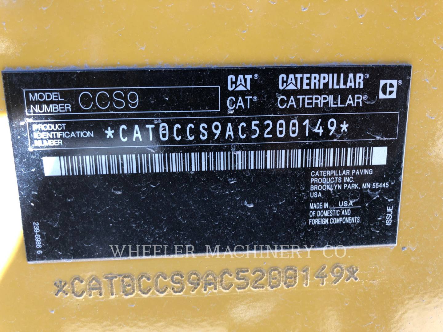 2019 Caterpillar CCS9 Vibratory Single