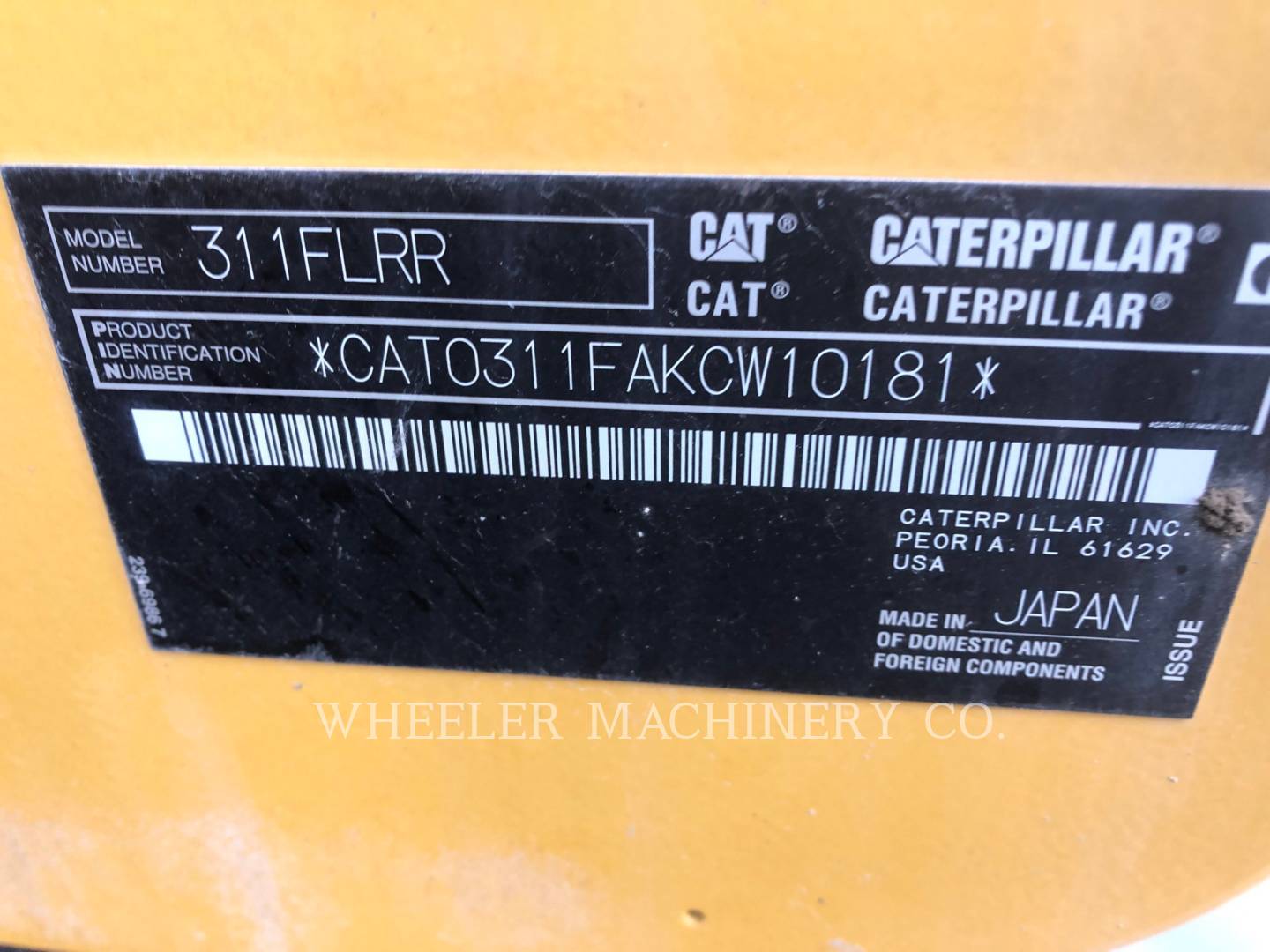 2019 Caterpillar 311F RR CF Excavator