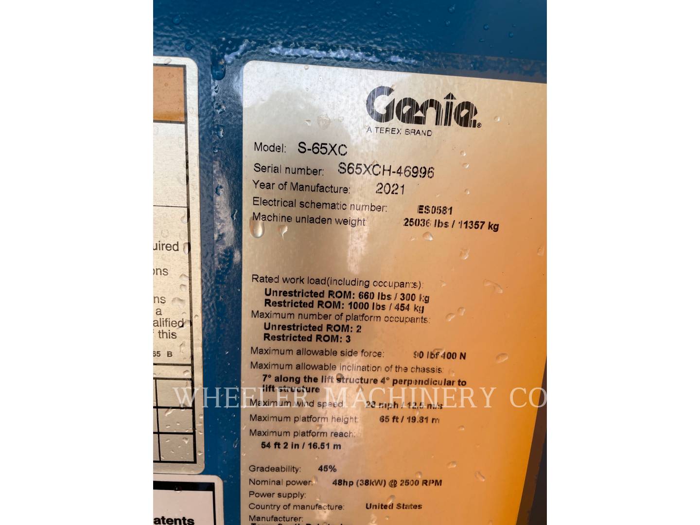 2021 Genie S65XC Lift Truck