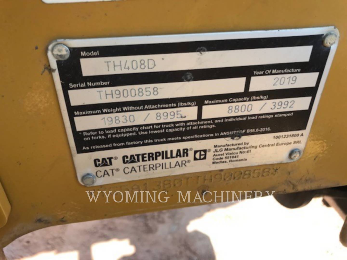 2019 Caterpillar TH408D TeleHandler