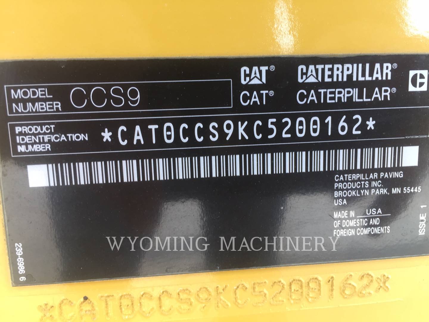 2019 Caterpillar CCS9 Compactor