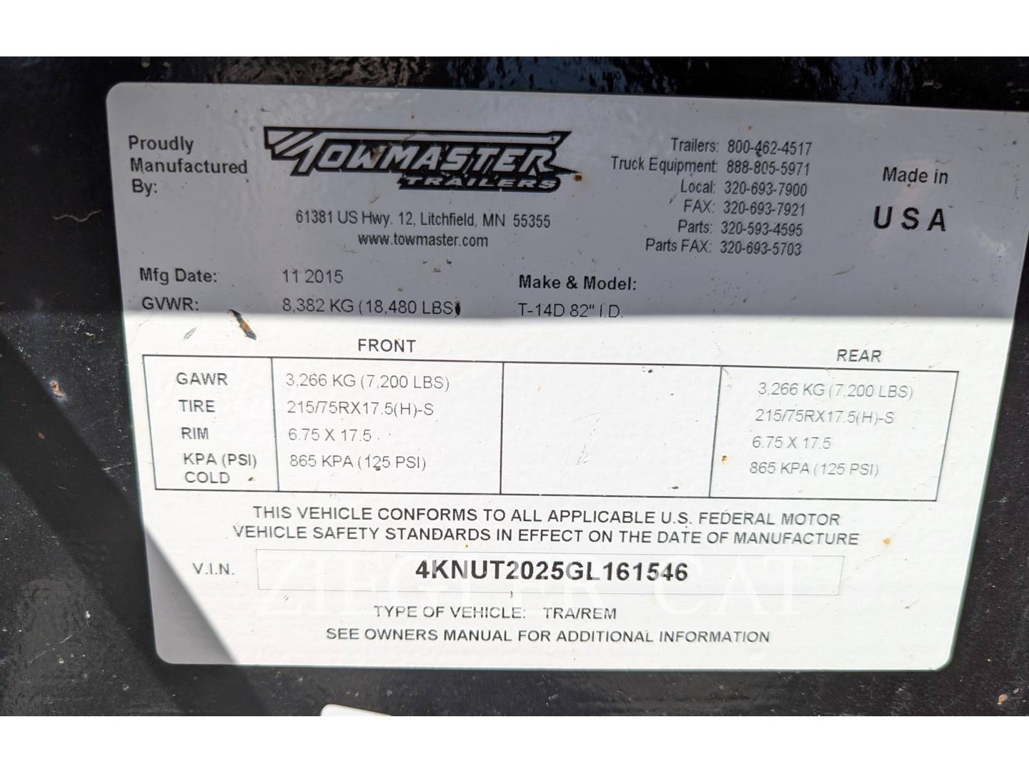 2016 Towmaster T14D Trailer