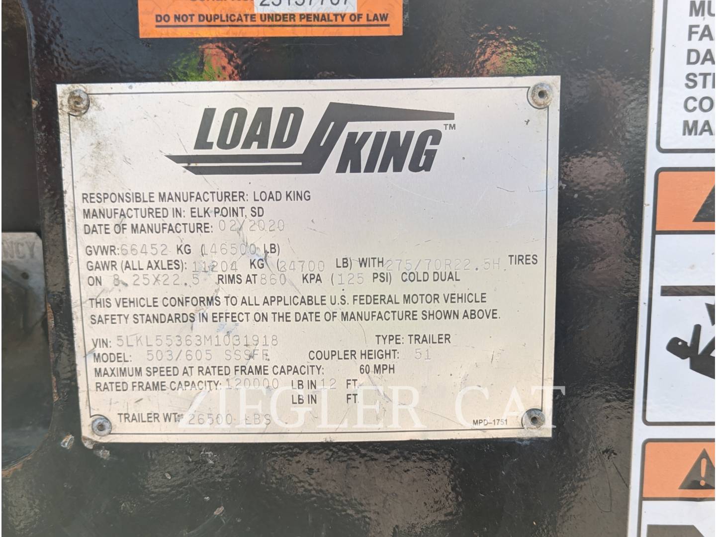 2020 Load King 503/605SSSFF Trailer