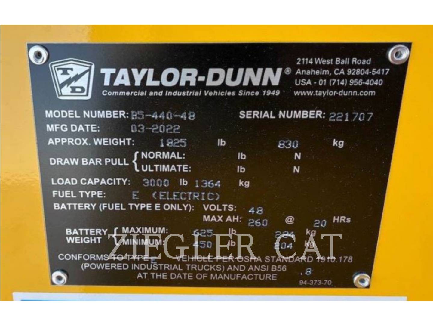 2022 Misc TAYLOR DUNN BIGFOOT 48V ELECTRIC CARRIER Utility Vehicle